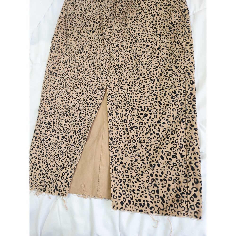 VTG Sinsay Leopard Print Pencil Skirt Slit S Mob Wife Y2K Retro Office Boho Indi - Picture 2 of 14
